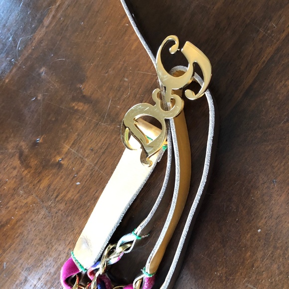 Dolce Gabbana Gold G&B Chain and Leather Belt - Picture 2 of 2